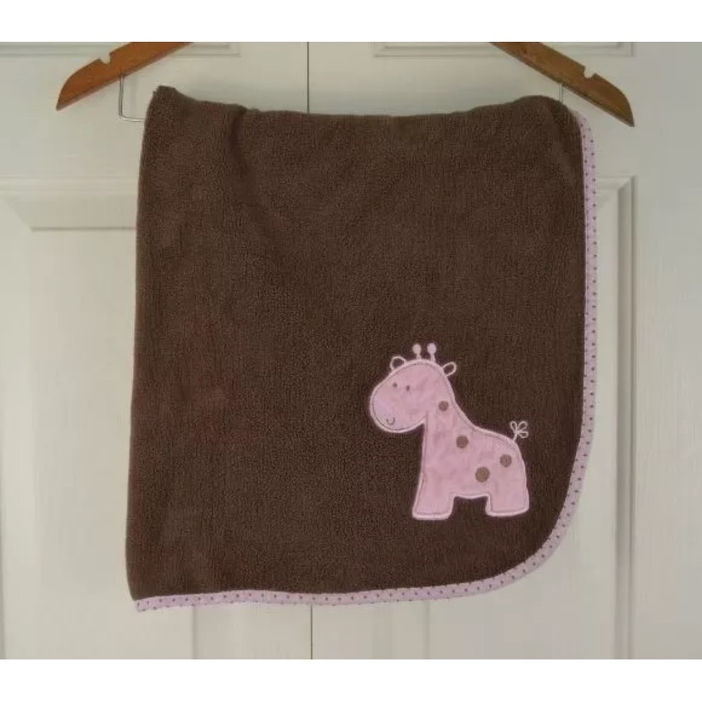 Baby Gear Pink Giraffe Blanket Brown Polka Dots Lovey Security
